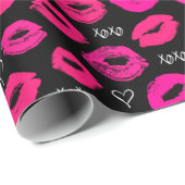 Kisses XOXO Rotes und rosa Wrapping Paper Geschenkpapier (Rolleneckpunkt)