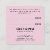 Kisses XOXO Schwarz-weiße und rosa Referenzkarte Quadratische Visitenkarte (Rückseite)