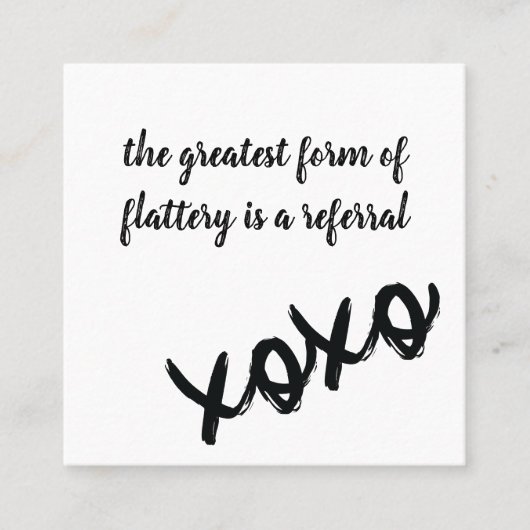 Kisses XOXO Schwarz-weiße und rosa Referenzkarte Quadratische Visitenkarte (Vorderseite)