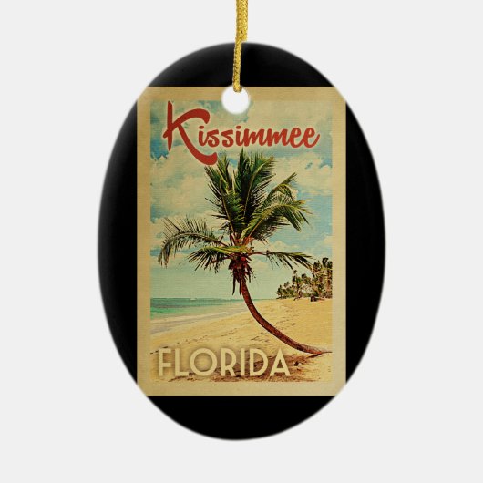 Kissimmee Palm Tree Vintage Travel Keramik Ornament (Vorne)