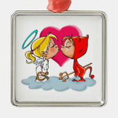 KISSING ANGEL AND DEVILE SILBERNES ORNAMENT (Vorne)