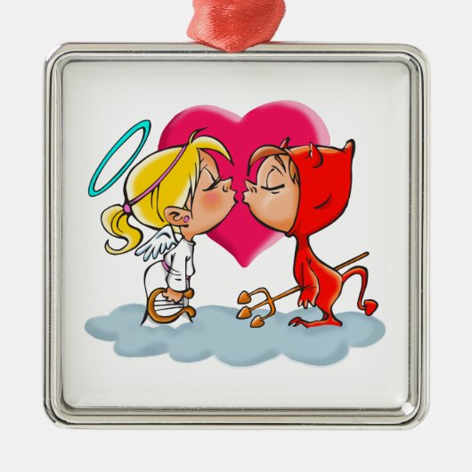 KISSING ANGEL AND DEVILE SILBERNES ORNAMENT (Vorne)