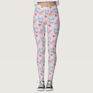 KIssing Bears auf Polka Dots Niedlich und Kawaii Leggings