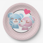 KIssing Bears auf Polka Dots Niedlich und Kawaii Pappteller (Vorderseite)
