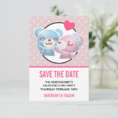 KIssing Bears auf Polka Dots Niedlich und Kawaii Save The Date (Stehend Vorderseite)