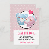 KIssing Bears auf Polka Dots Niedlich und Kawaii Save The Date (Vorne/Hinten)