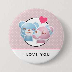 Kissing Bears I Liebe Sie Niedlich und Kawaii Button