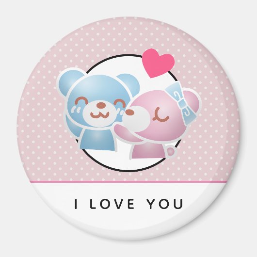 Kissing Bears I Liebe Sie Niedlich und Kawaii Magnet (Vorne)