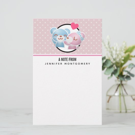 Kissing Bears Niedlich und Kawaii Briefpapier (Stehend Vorderseite)