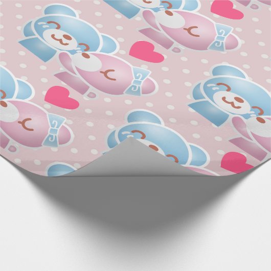 Kissing Bears Niedlich und Kawaii Geschenkpapier (Ecke)