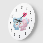 Kissing Bears Niedlich und Kawaii Große Wanduhr (Winkel)