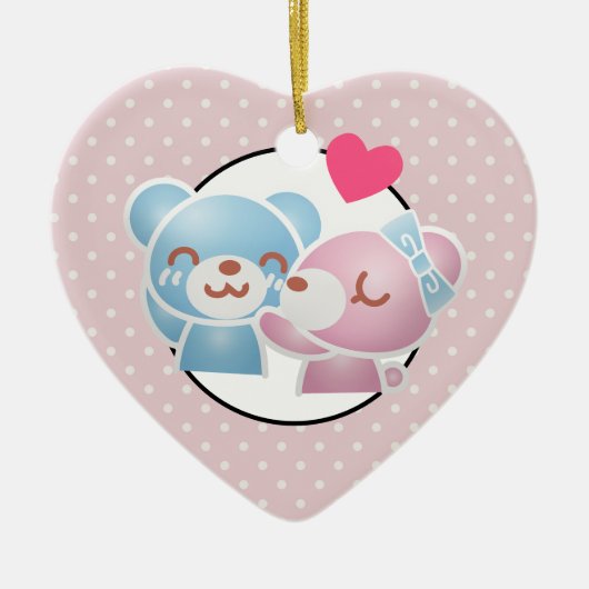 Kissing Bears Niedlich und Kawaii Keramik Ornament (Vorne)