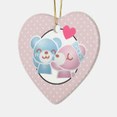 Kissing Bears Niedlich und Kawaii Keramik Ornament (Links)