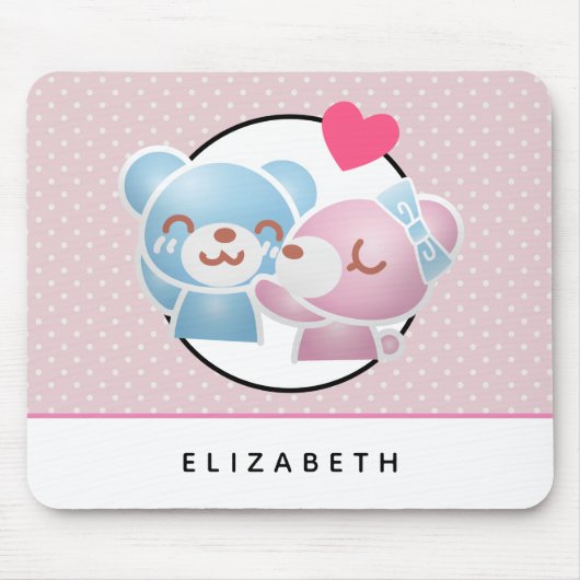 Kissing Bears Niedlich und Kawaii Mousepad (Vorne)