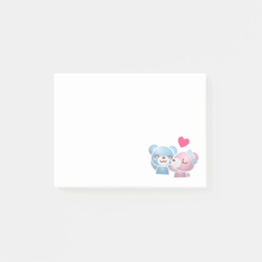 Kissing Bears Niedlich und Kawaii Post-it Klebezettel (Vorderseite)