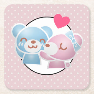 Kissing Bears Niedlich und Kawaii Rechteckiger Pappuntersetzer