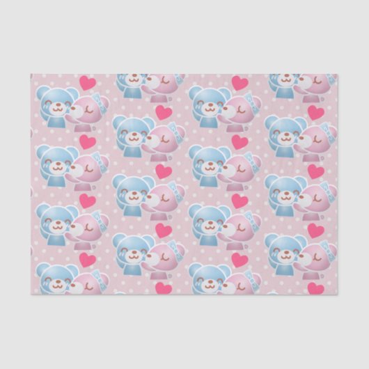 Kissing Bears Niedlich und Kawaii Seidenpapier (Vorderseite)