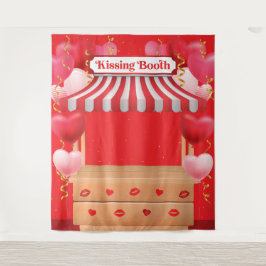 Kissing Booth Valentine Day Love Backdrop Wandteppich