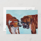 Kissing Boxer Hunde Postkarte (Vorne/Hinten)