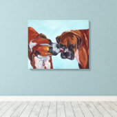 Kissing Boxers Art Portrait Leinwanddruck (Insitu (Holzboden))