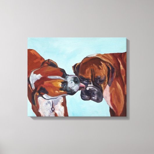 Kissing Boxers Art Portrait Leinwanddruck (Vorderseite)