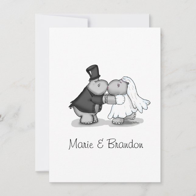 Kissing Bride & Groom Hippos personalisieren (Vorderseite)