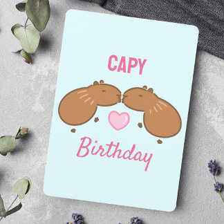 Kissing Capybara Couple Birthday Card Feiertagskarte
