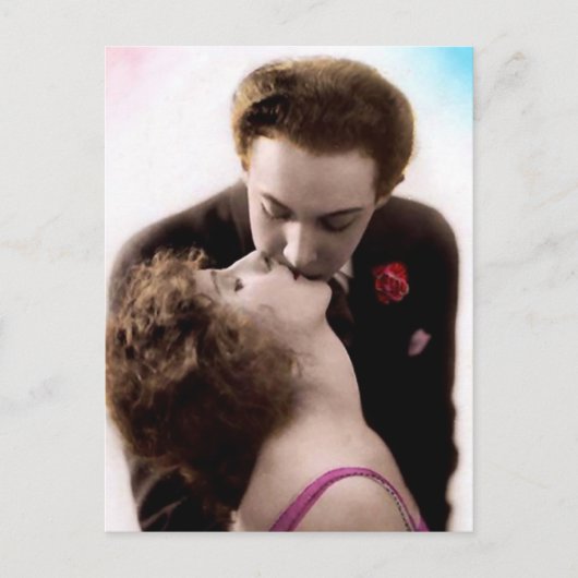 Kissing Couple French Postcard Postkarte (Vorderseite)