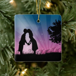 Kissing Couple Keramikornament