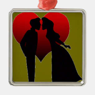 KISSING COUPLE ORNANAMENT SILBERNES ORNAMENT