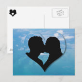 Kissing Couple Silhouette - Blue Skies Postkarte (Vorne/Hinten)