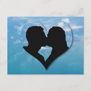Kissing Couple Silhouette - Blue Skies Postkarte
