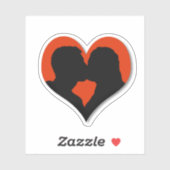 Kissing Couple Silhouette on Red Heart Aufkleber (Blatt)