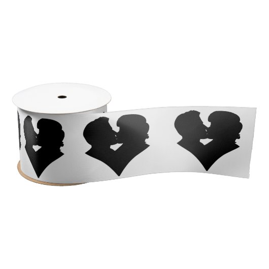 Kissing Couple Silhouette Valentine's Day Satinband (Spule)