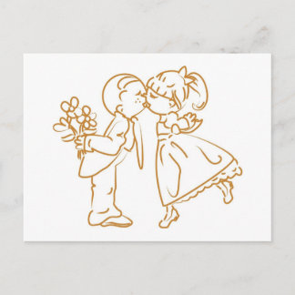 Kissing Couple Sketch Postkarte