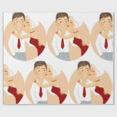 Kissing Couple Wrapping Paper Geschenkpapier (Flach)