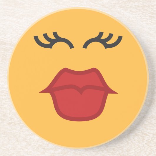Kissing Emoticon Sandstone Untersetzer (Vorne)