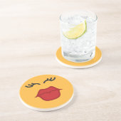 Kissing Emoticon Sandstone Untersetzer (Seite)