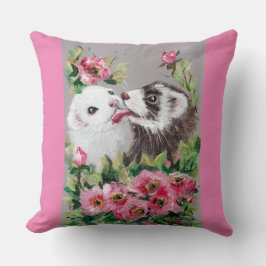 Kissing Ferrets Rose Valentine Pillow Kissen