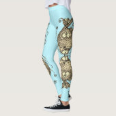 Kissing Fish Art Aqua Sepia Leggings (Links)