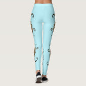 Kissing Fish Art Aqua Sepia Leggings (Rückseite)