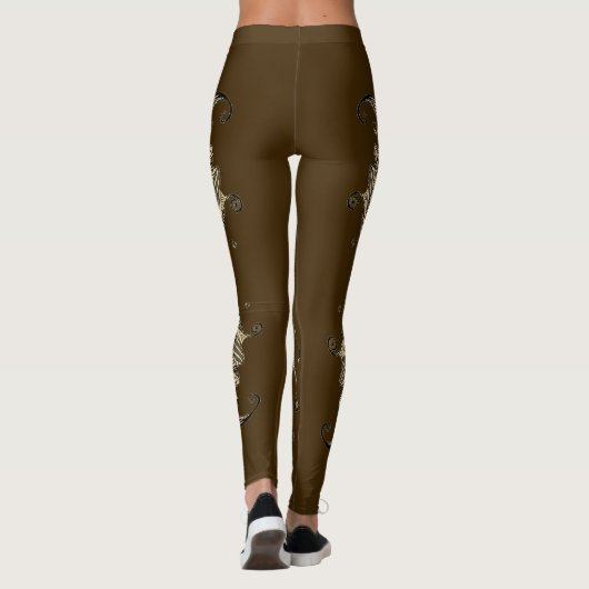 Kissing Fish Art Cocoa Sepia Leggings (Rückseite)