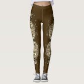 Kissing Fish Art Cocoa Sepia Leggings (Vorderseite)
