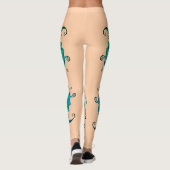 Kissing Fish Art Peach Teal Leggings (Rückseite)