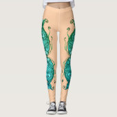 Kissing Fish Art Peach Teal Leggings (Vorderseite)