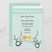 Kissing Fish Corals Beach Whimsical Niedlich Weddi Einladung (Vorne/Hinten)