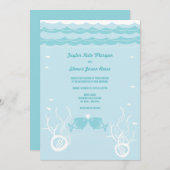 Kissing Fish Corals Beach Whimsical Niedlich Weddi Einladung (Vorne/Hinten)