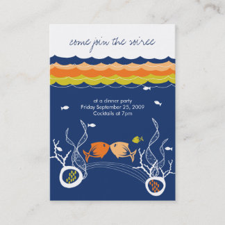 Kissing Fish Corals Beach Whimsical Niedlich Weddi Visitenkarte