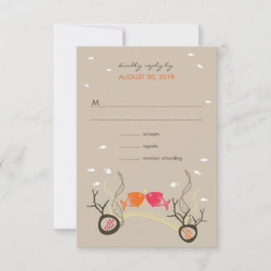 Kissing Fish Corals Beach Whimsical Wedding RSVP