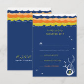 Kissing Fish Corals Beach Whimsical Wedding RSVP Karte (Vorne/Hinten)